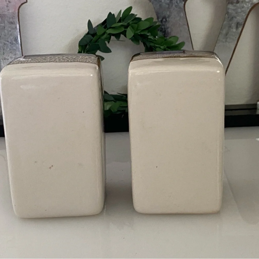 Pier 1 Salt & Pepper Shakers‎ Retired Mid Century Modern Ceramic Brown